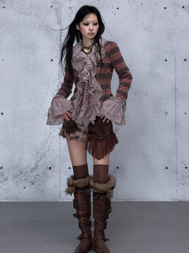 Ruffled Chiffon Flared Cardigan【s0000015548】