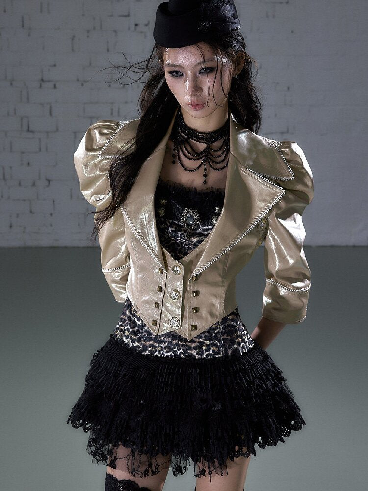 Rock Punk Large Lapel Leather Jacket【s0000015937】