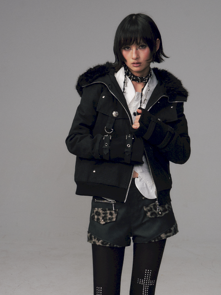 Vintage Sand Wash Detachable Hood Jacket【s0000014703】