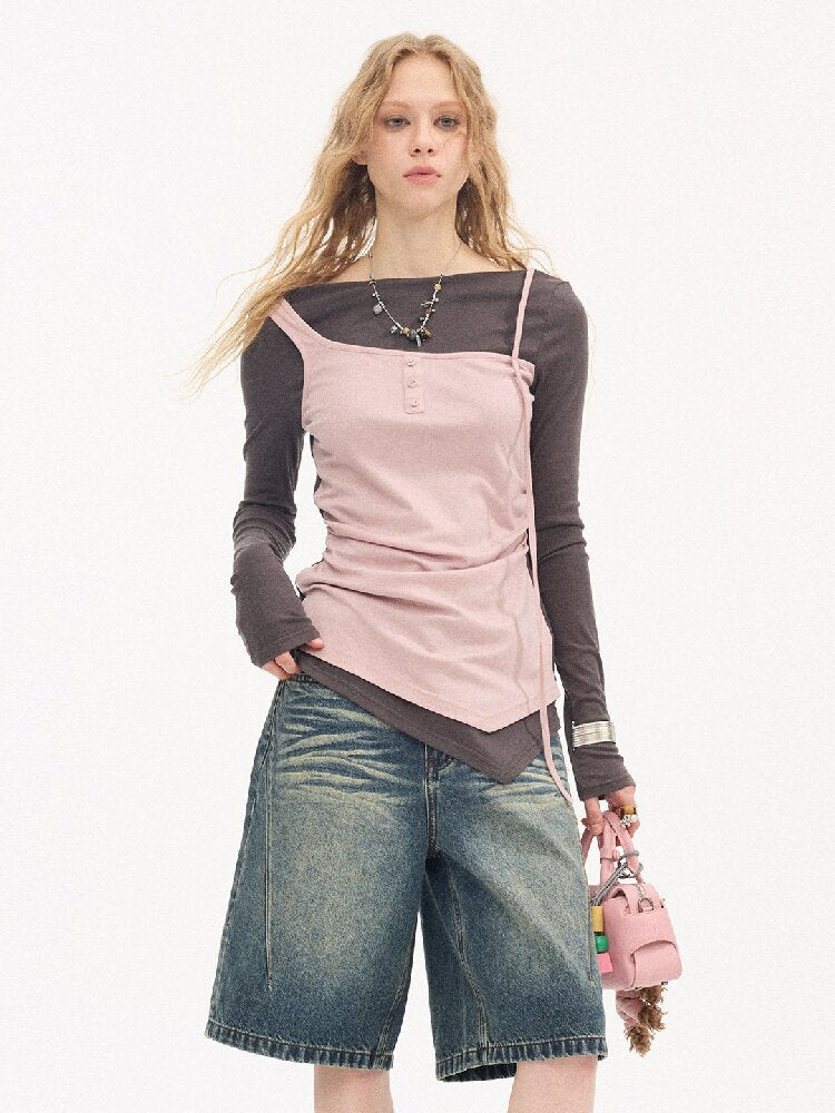 Tencel Wool Faux Two Piece Top【s0000015899】