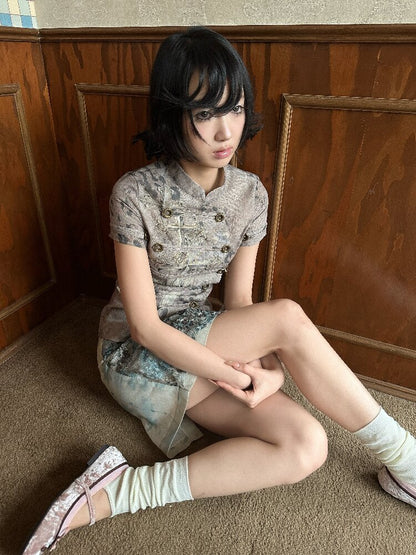 Leopard Lace Panel Midi Skirt【s0000018094】