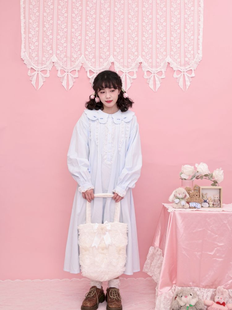 Round Neck Embroidered Blue Lace Dress【s0000013493】