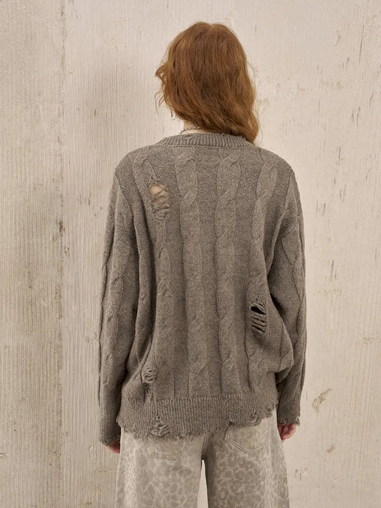 Long Sleeve Oversized Cable-Knit Pullover Sweater【s0000014051】