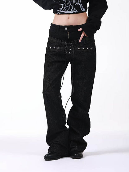 Stacked Raw Denim Zipper Jeans【s0000018188】
