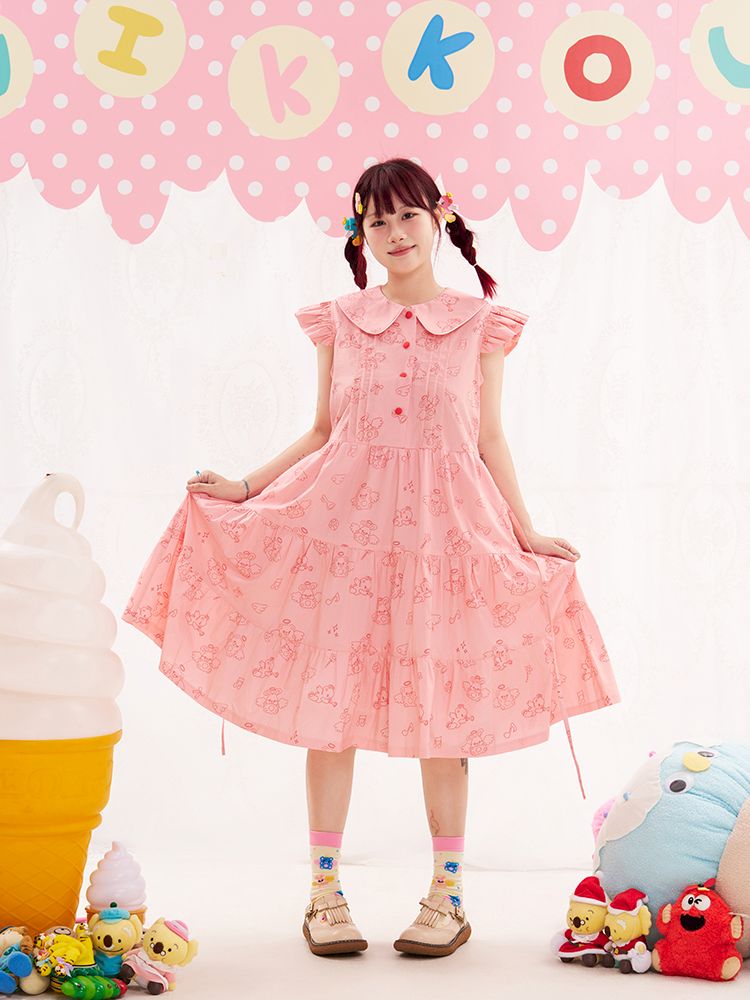 Animal Angel Fly Sleeve Pink Dress【s0000013188】