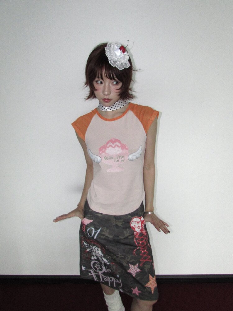 Graffiti Print Camouflage Skirt【s0000018659】