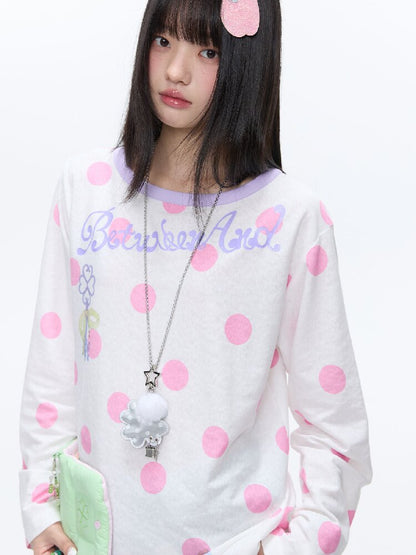Polka Dot Stripe Long Sleeve Top【s0000016397】