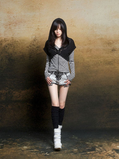 Wings Hot Rhinestone Hooded Short Tunic【s0000011818】