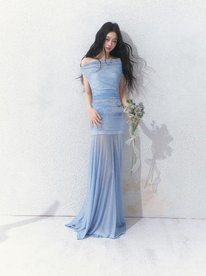 Tansparent a-line tulle dress【s0000012149】