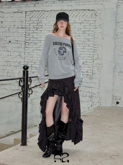 Irregular ruffled half-body skirt【s0000013746】