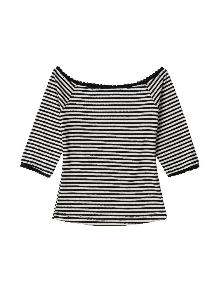 One Shoulder Striped Lace Bolero【s0000015884】
