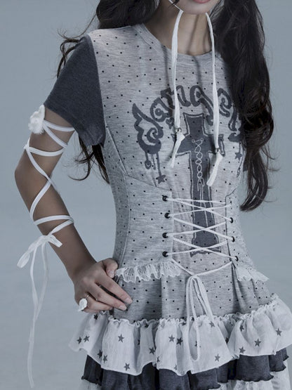 Irregular Lace Skirt Long Tee【s0000013485】