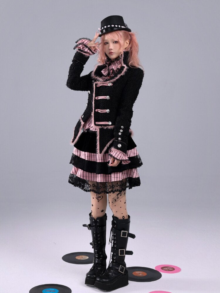 Black Sweet Woolen Tunic Jacket【s0000016224】