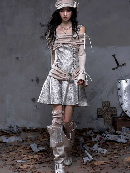 Vintage Punk Patchwork Knit Dress【s0000014651】