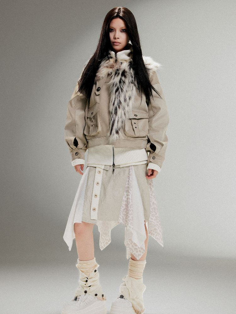 Fake Two Piece Pu Leather Jacket【s0000011252】