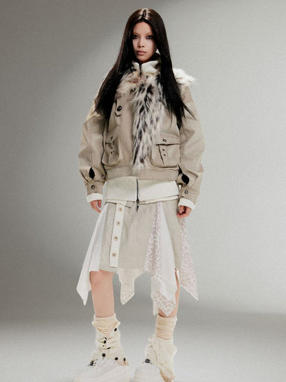 Fake Two Piece Pu Leather Jacket【s0000011252】