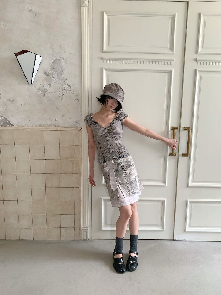 Cross Leopard Bow Midi Skirt【s0000018096】
