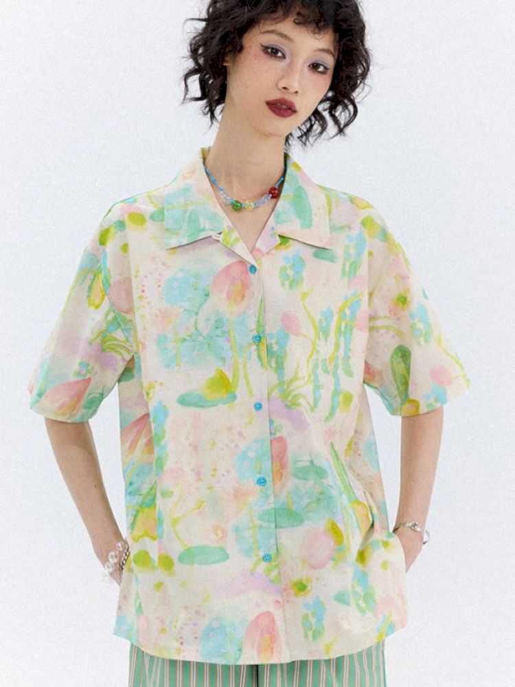 Full-print short-sleeved shirt【s0000012951】