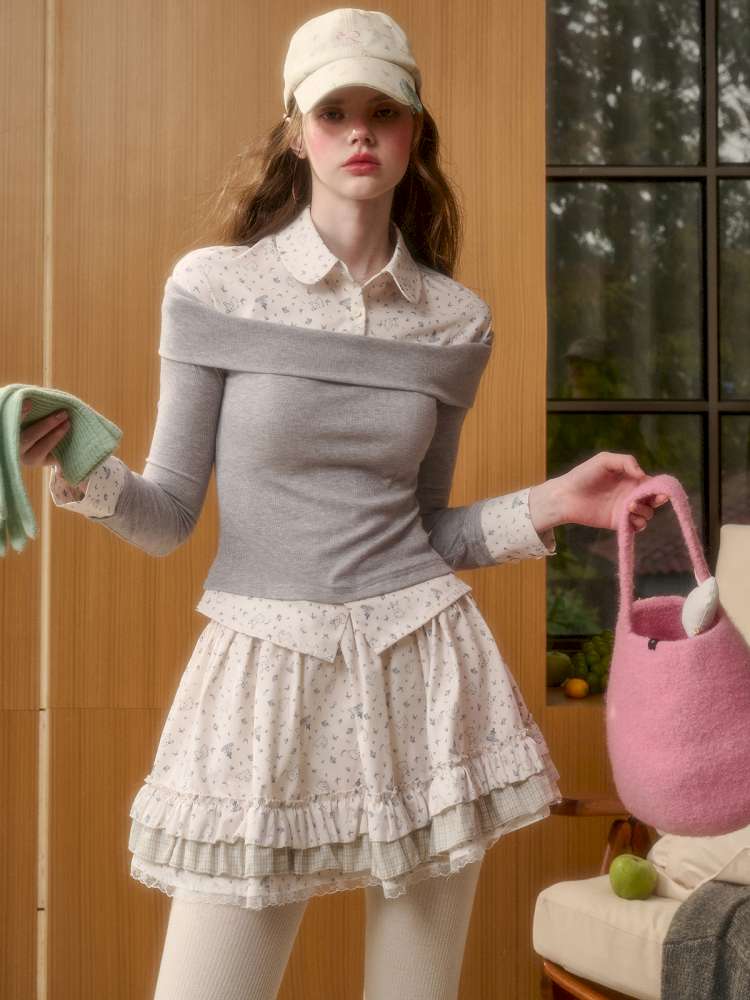 Rabbit Print Design Top Skirt【s0000014886】