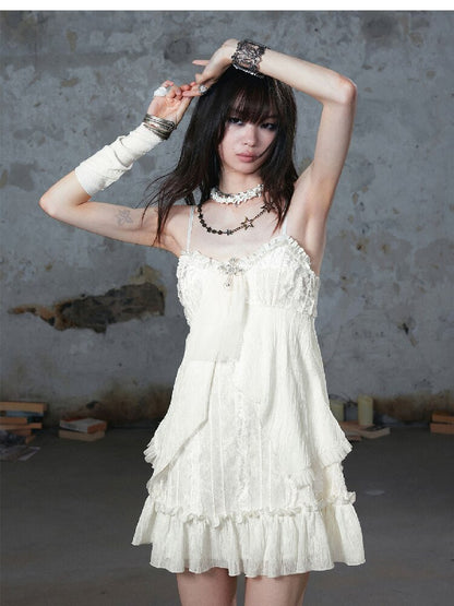 Chiffon Lace Spaghetti Dress【s0000018102】