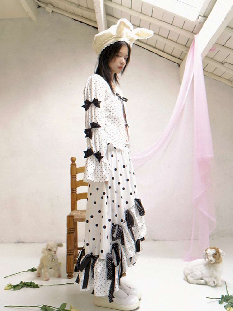 Asymmetric Bow Midi Skirt【s0000014525】