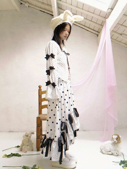 Asymmetric Bow Midi Skirt【s0000014525】