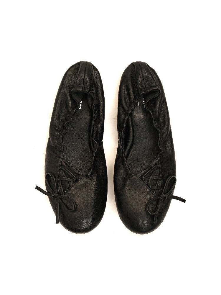 Leather Diagonal Bow Ballet Flats【s0000017935】