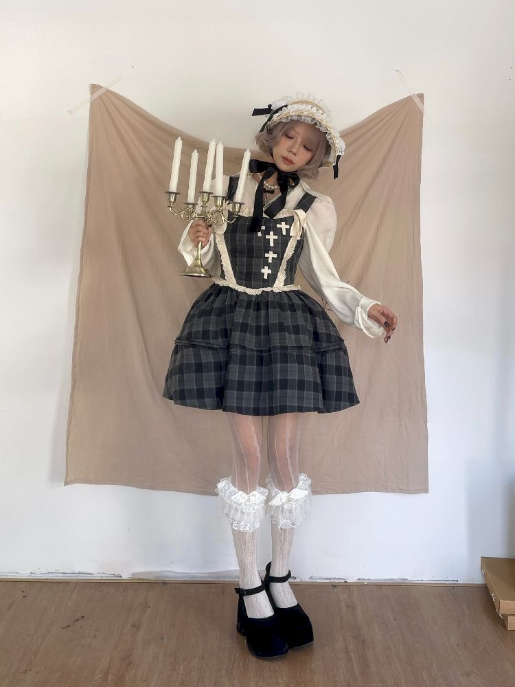 Waisted Fishbone Lace Bow Tie Dress【s0000011341】