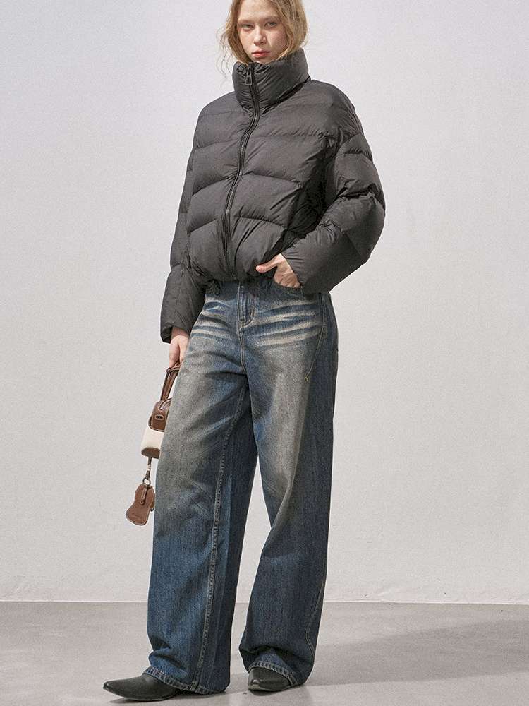 White Duck Down Ribbed Down Jacket【s0000015211】