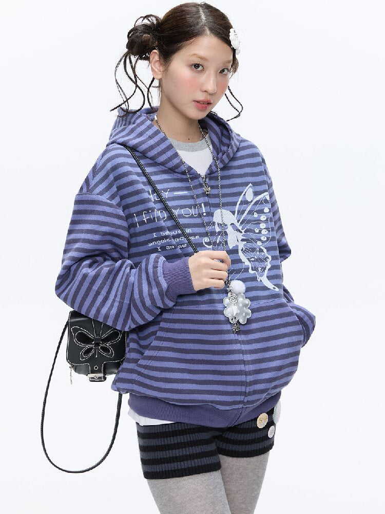 Vintage Striped Hooded Sweatshirt【s0000016380】