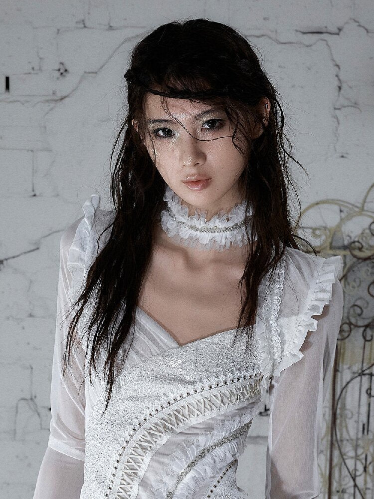 Court Pleated Lace Silk Scarf Waist【s0000016997】