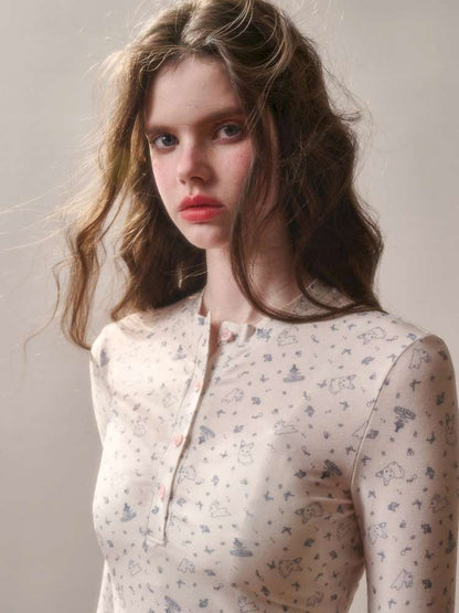 Comfortable Cotton Crew Neck Slim Lace Hem Top【s0000014895】