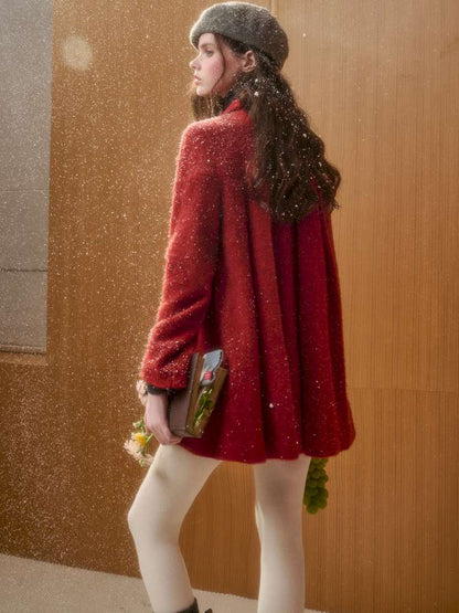 Christmas New Year Woolen Cloak Two-Piece【s0000014892】