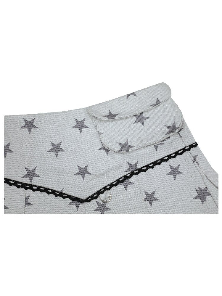 Pleated Star Pattern Mini Skirt【s0000017128】