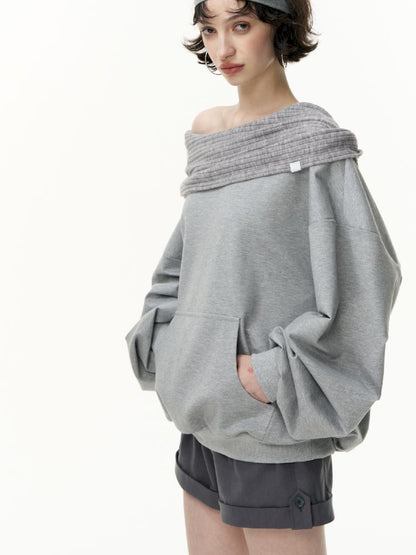 Ramped shoulder one-line collar loose pullover【s0000013735】