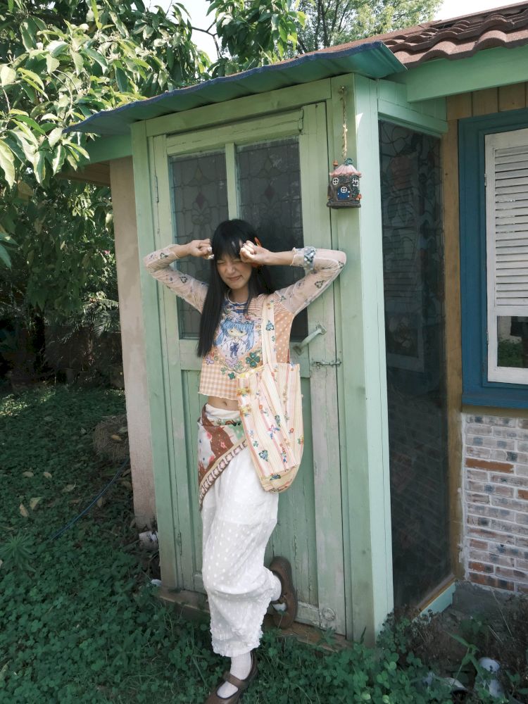 Printed Long-Sleeved Mesh T-Shirt【s0000012776】