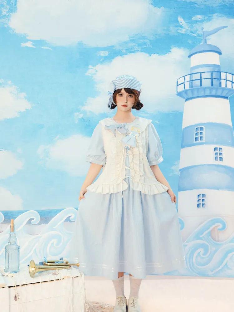 Blue and White Striped Dress【s0000014154】