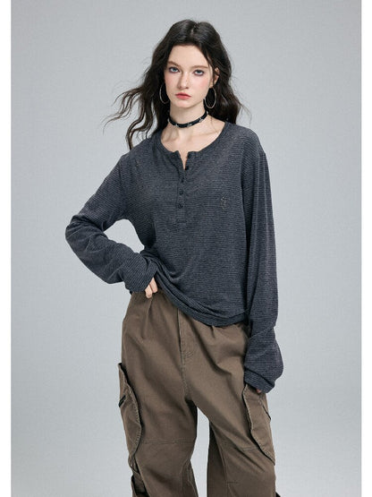 Faded Striped Hot Diamond Knit Top【s0000016260】