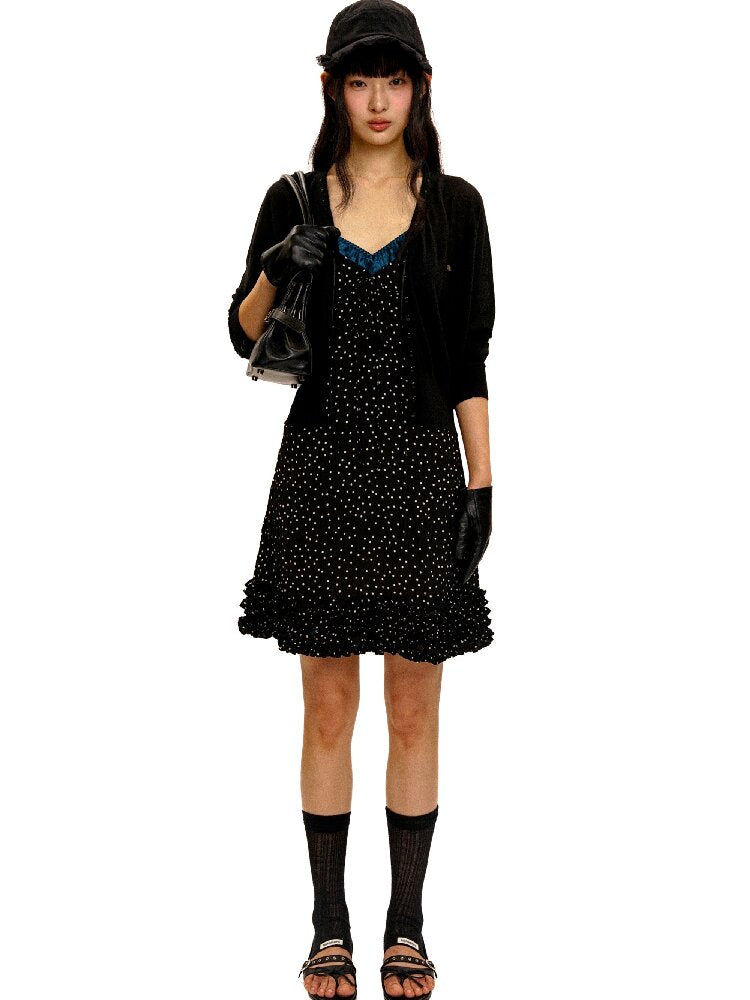 Paneled Polka Dot Lace Slip Dress【s0000016410】