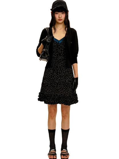 Paneled Polka Dot Lace Slip Dress【s0000016410】