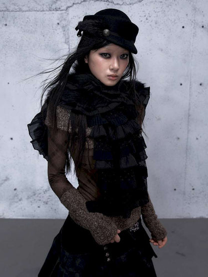 Court Lace Layering Furry Scarf【s0000014932】