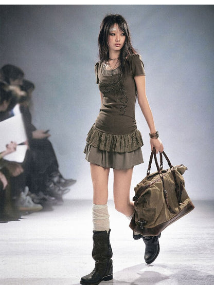 Studded Lace Stitching Slip Dress【s0000016218】