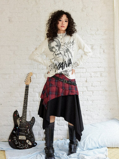 Punk Plaid Patchwork Irregular Skirt【s0000017899】
