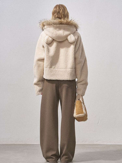 Bear Ears Velvet Faux Fur Jacket【s0000015235】