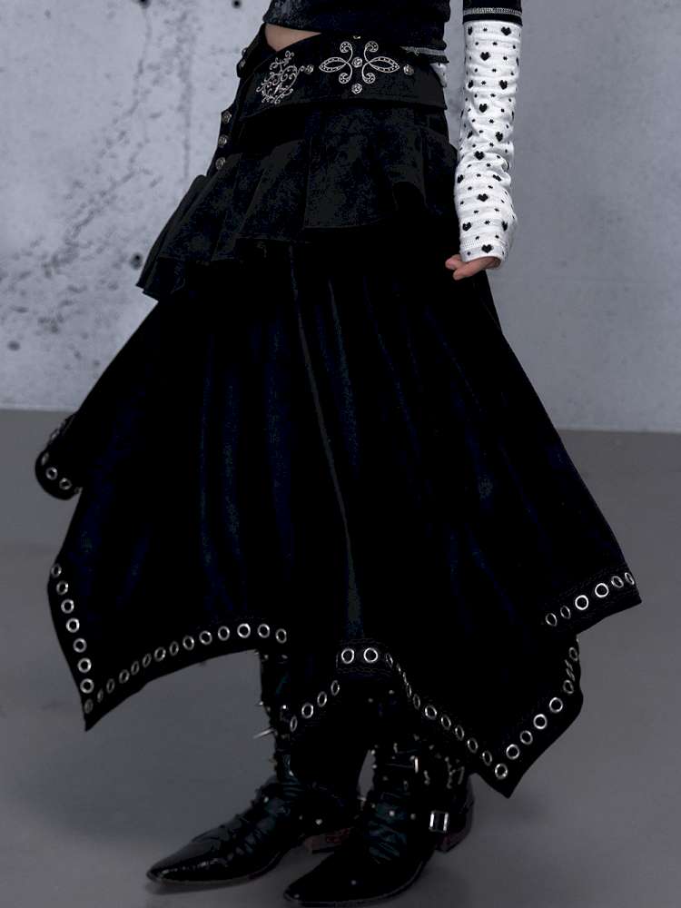 Dark Court Suede Irregular Skirt【s0000014919】