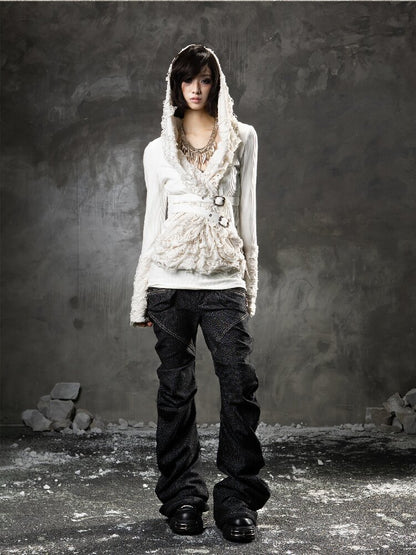 Double Waist Scimitar Denim Pants【s0000015945】