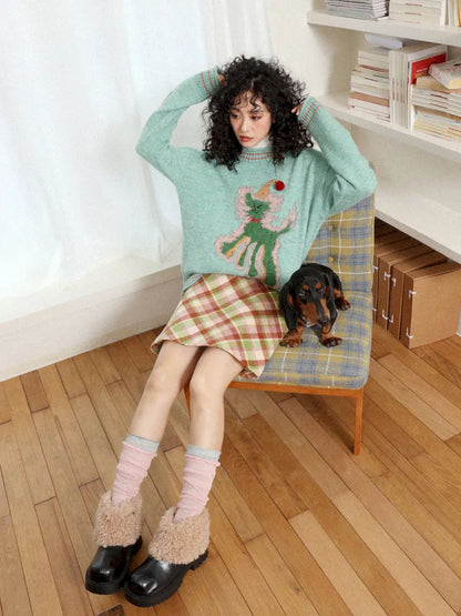 College-Style Casual Wool Plaid A-Line Skirt【s0000013983】