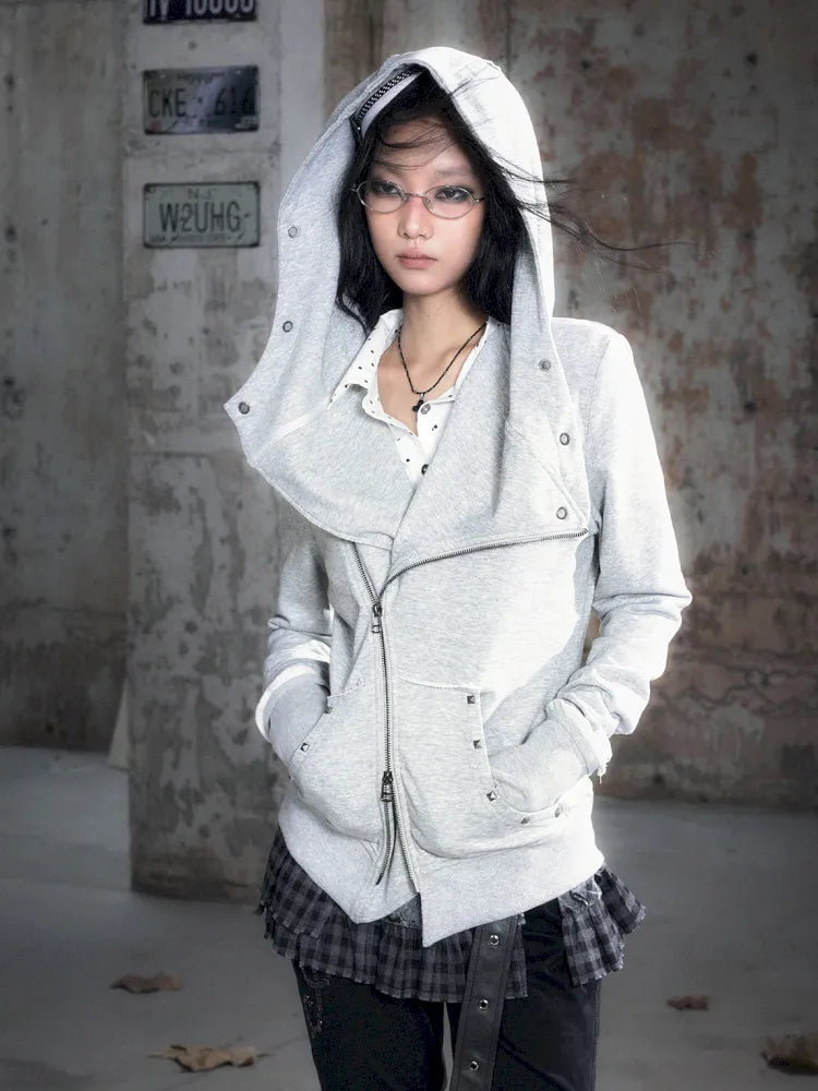 Oversized Collar Long-Sleeve Hoodie Jacket【s0000013967】