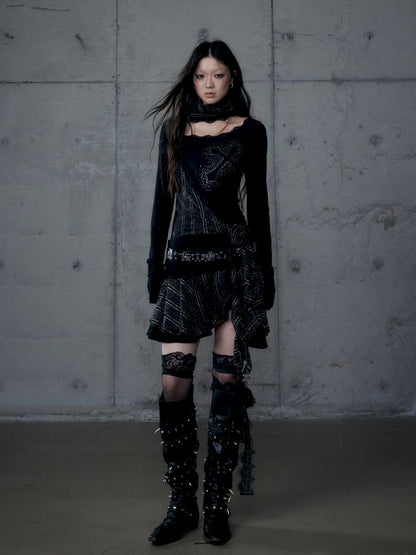 Stacked Neck One-Shoulder Dress【s0000013475】