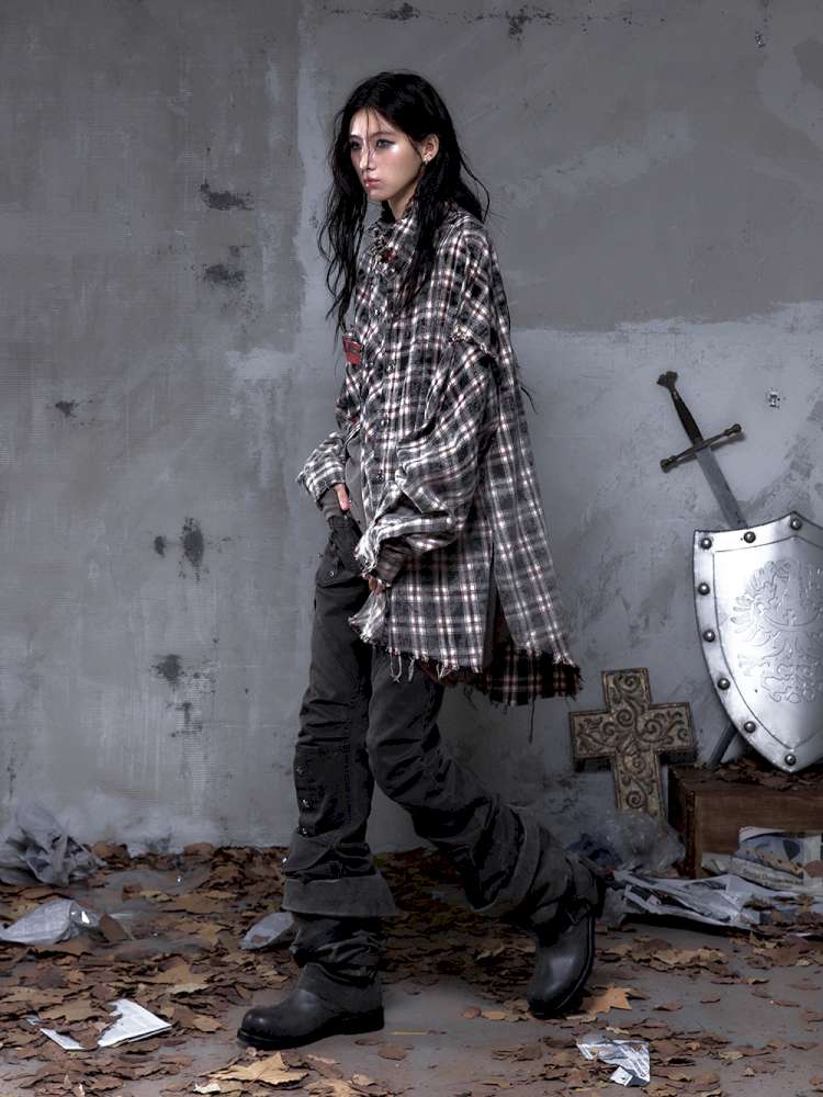 Rock Rebel Punk Check Shirt Jacket【s0000014656】